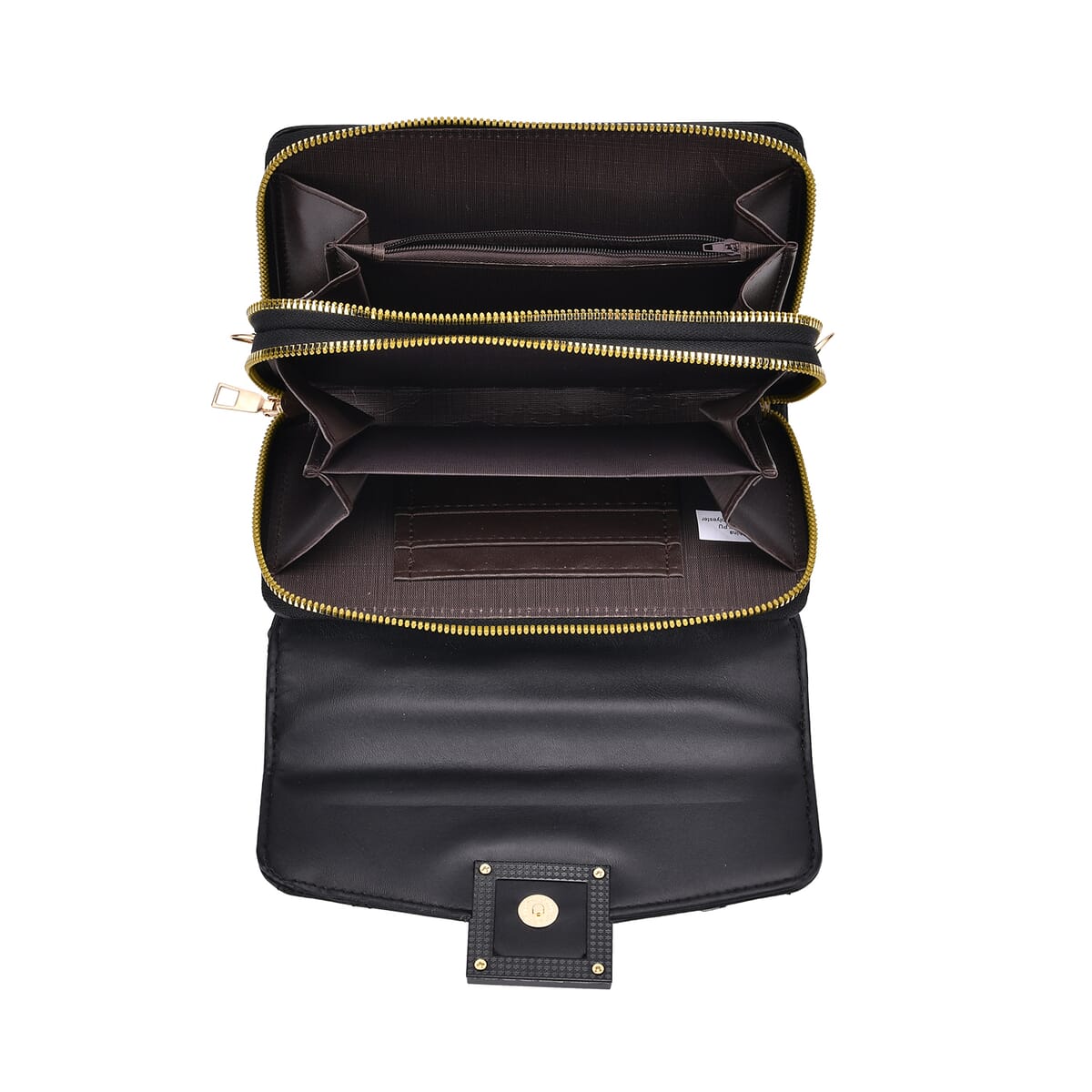 Black Faux Leather Crossbody Bag image number 4