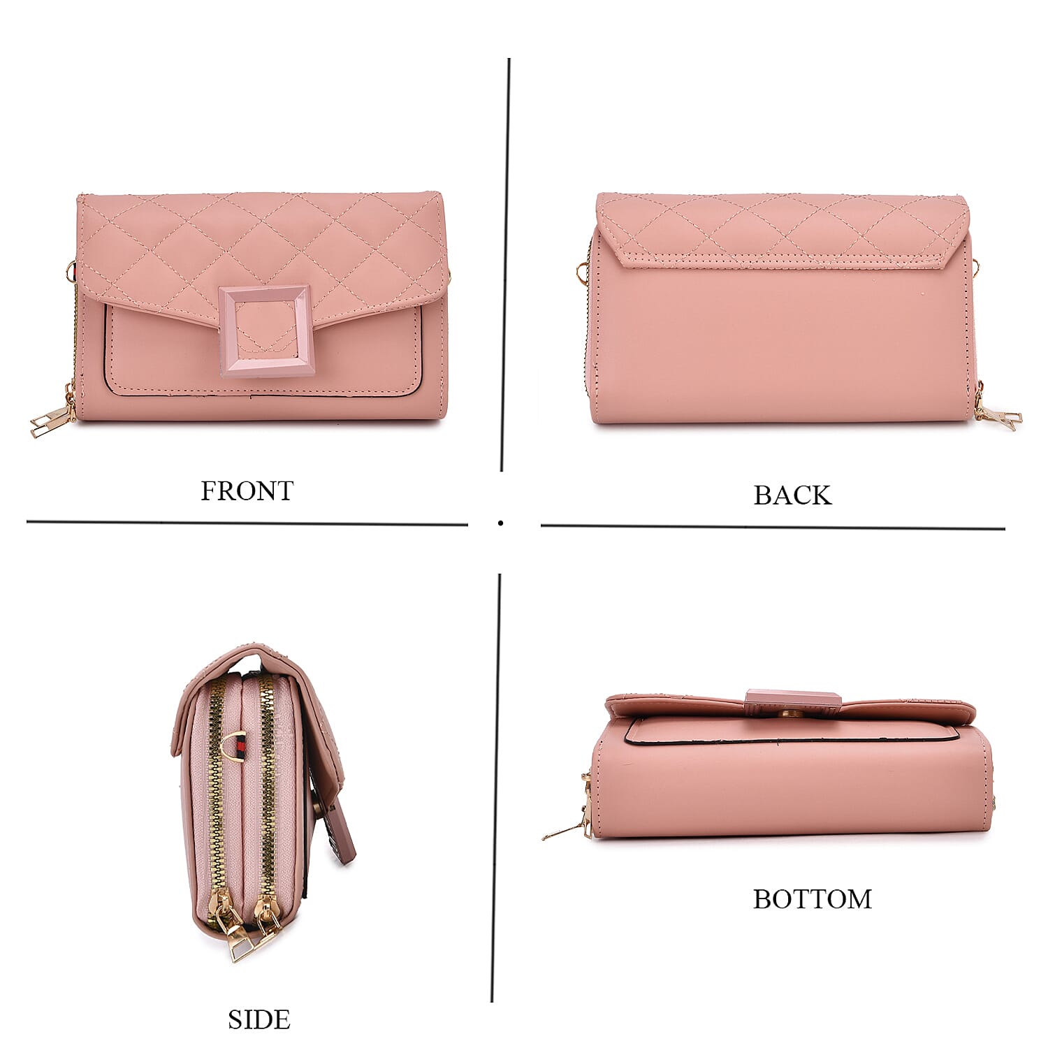 Pink Faux Leather Crossbody Bag