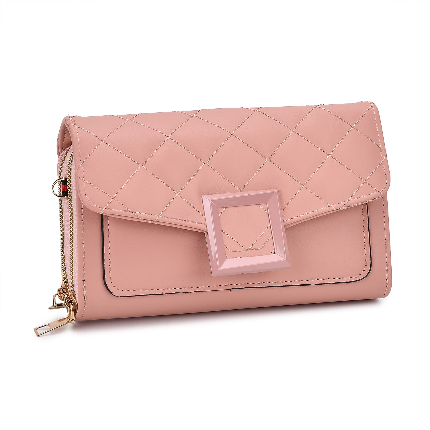 Pink Faux Leather Crossbody Bag