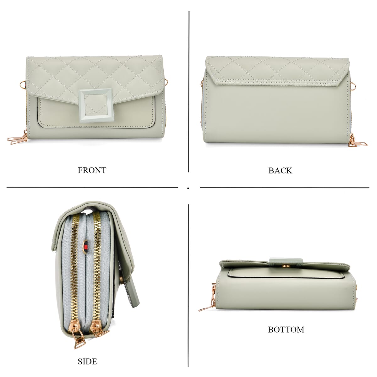 Mint Green Faux Leather Crossbody Bag image number 3