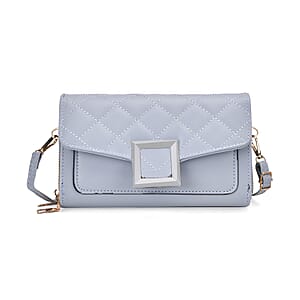 Blue Faux Leather Crossbody Bag