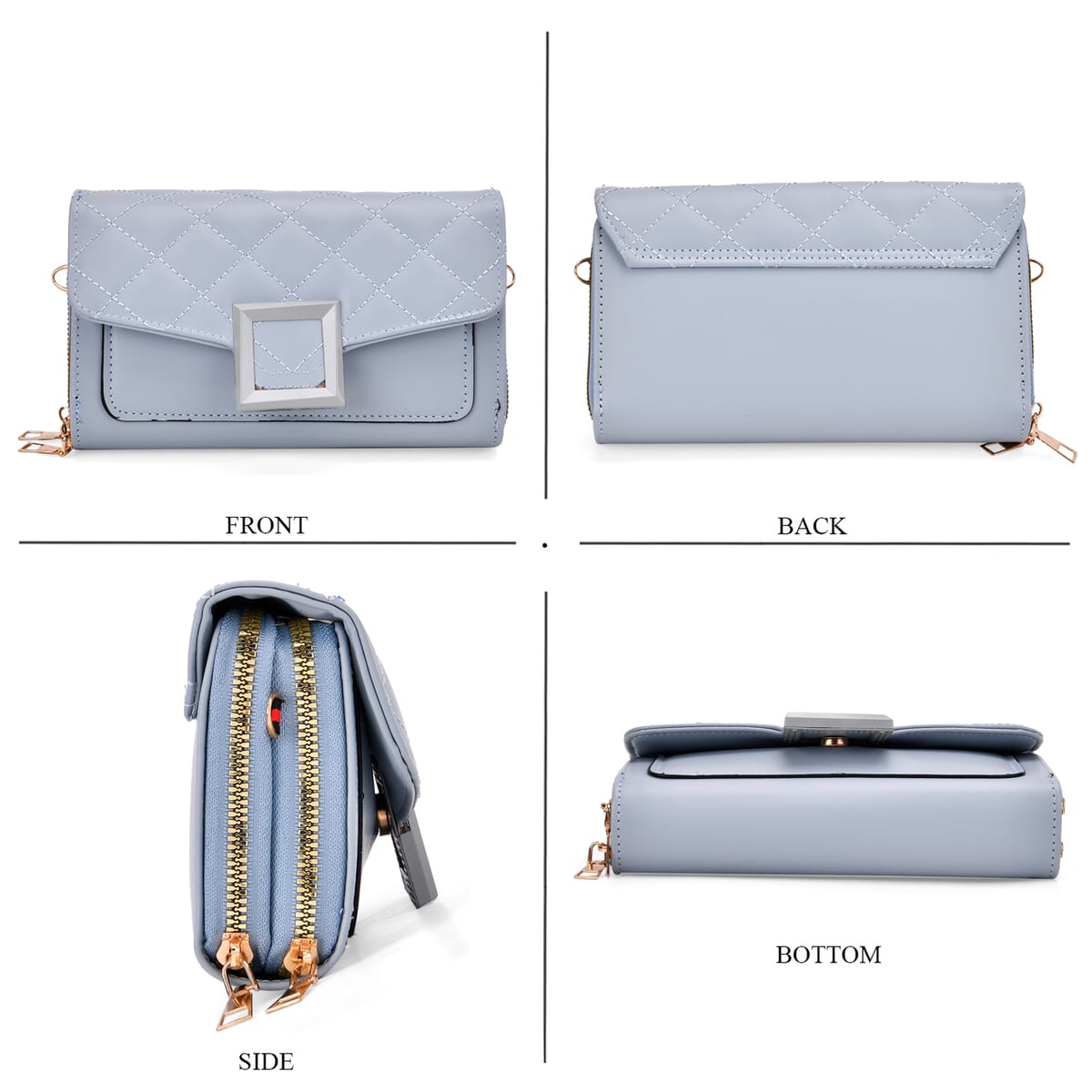 Blue Faux Leather Crossbody Bag image number 3