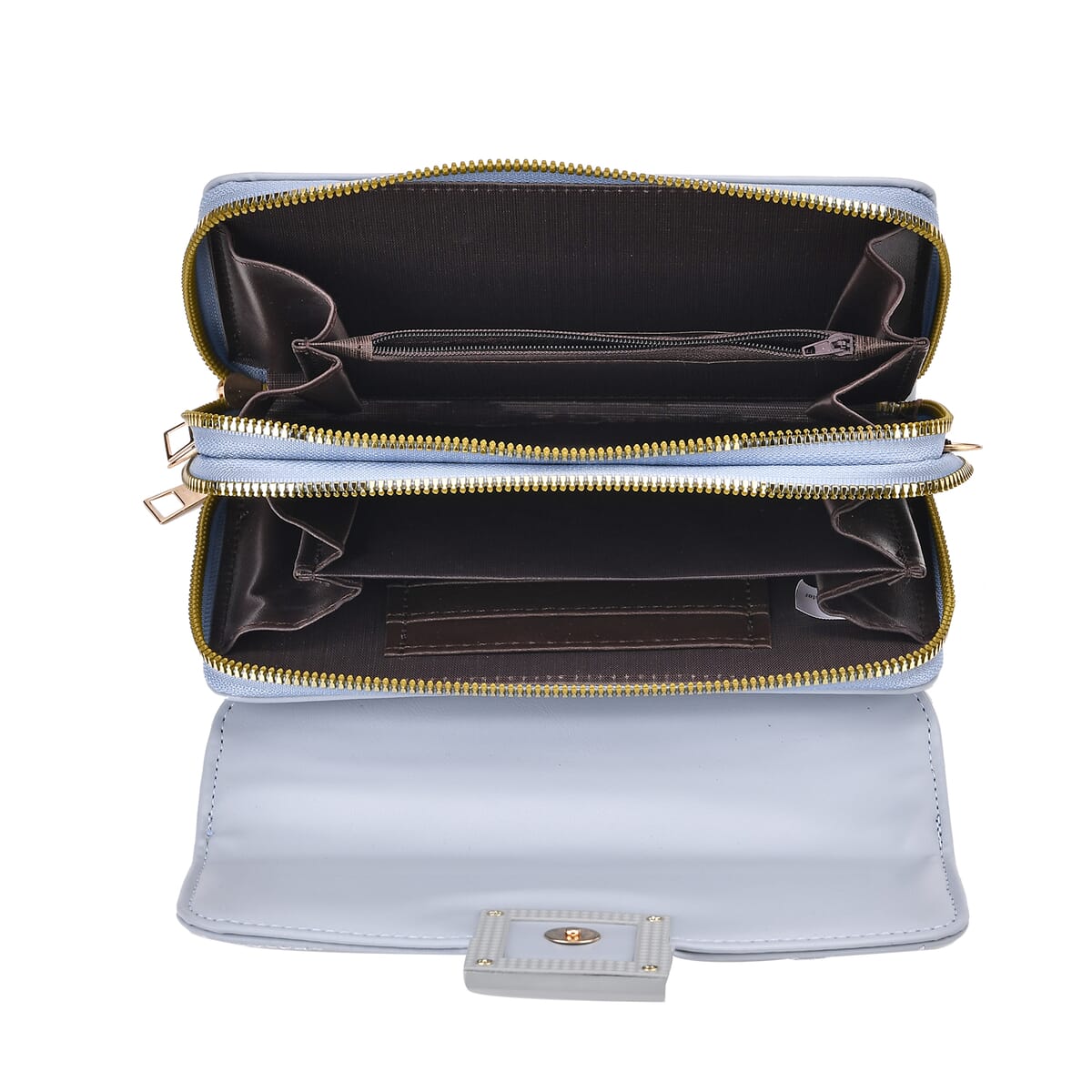 Blue Faux Leather Crossbody Bag image number 4