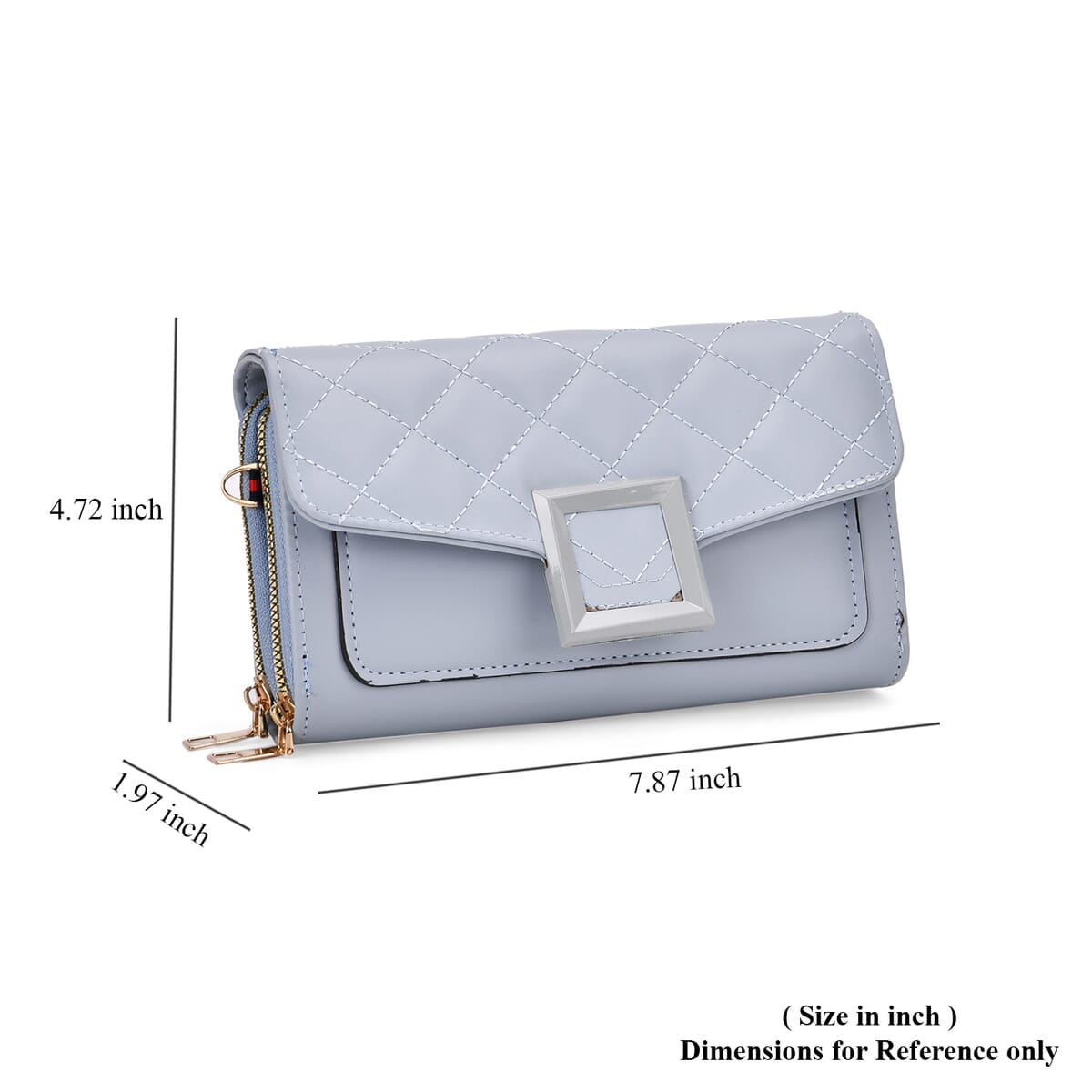 Blue Faux Leather Crossbody Bag image number 6