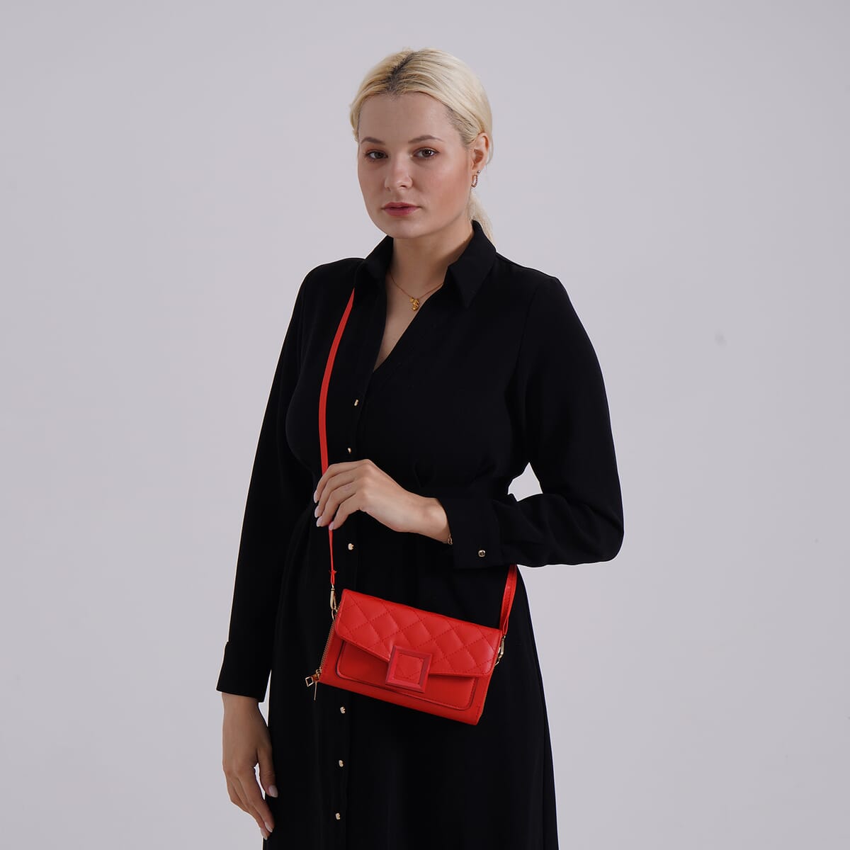 Red Faux Leather Crossbody Bag image number 1