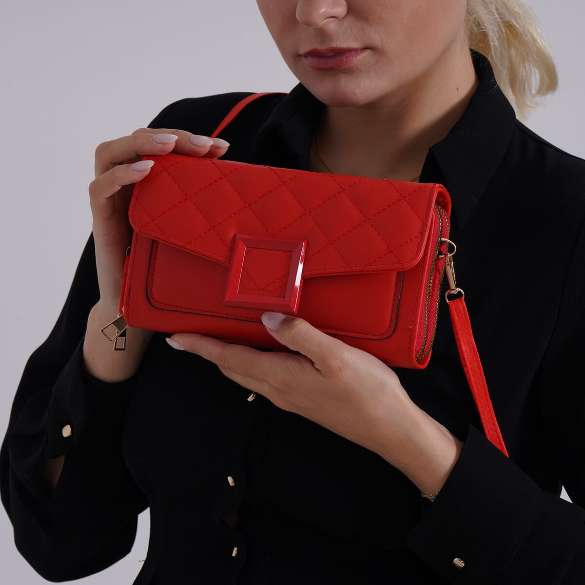 Red Faux Leather Crossbody Bag image number 2