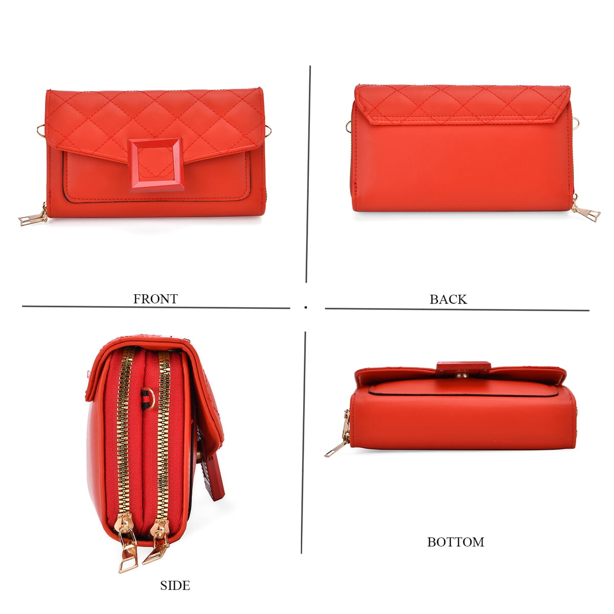 Red Faux Leather Crossbody Bag image number 3