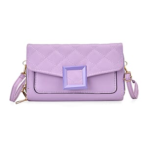 Purple Faux Leather Crossbody Bag