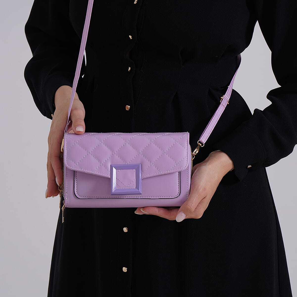 Purple Faux Leather Crossbody Bag image number 2