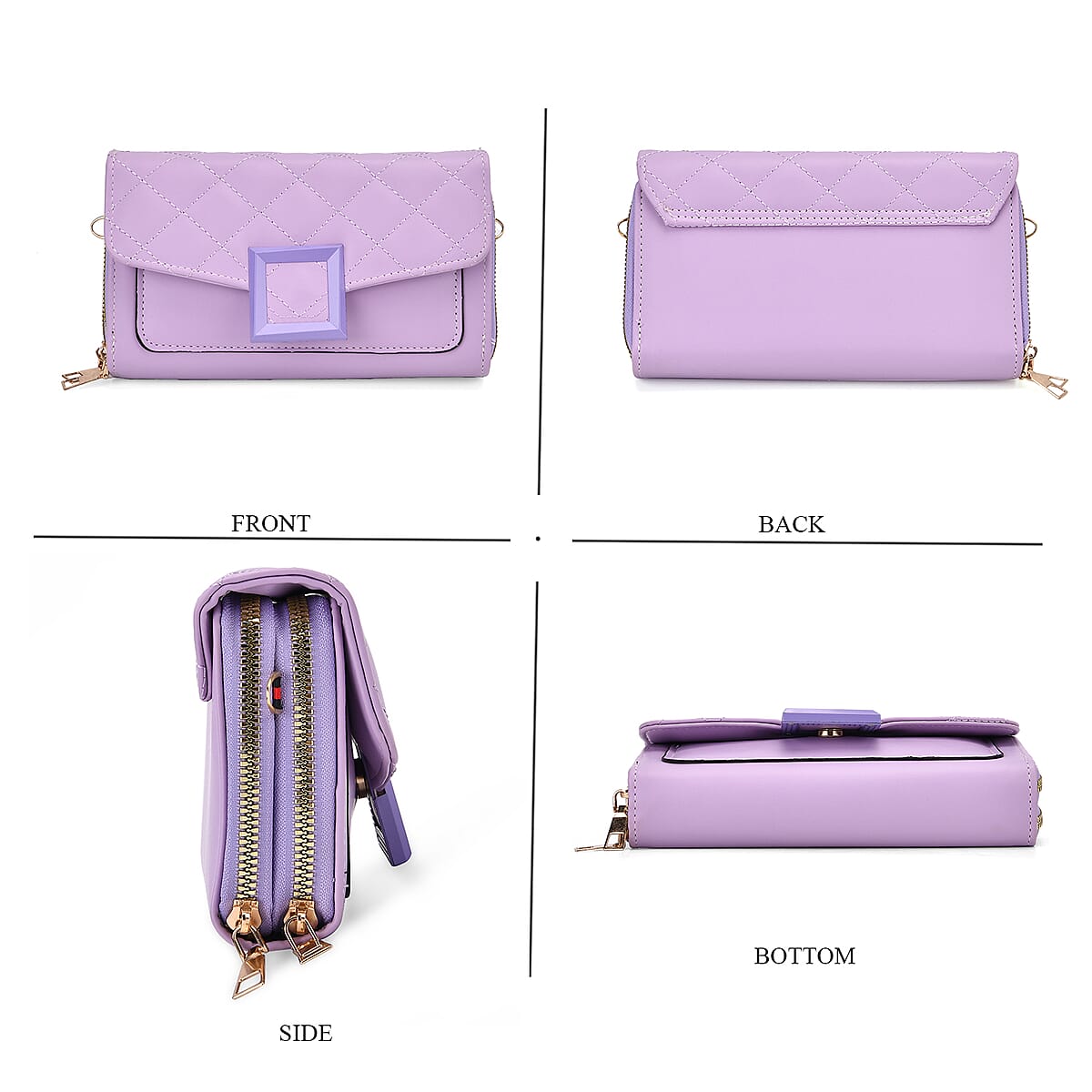 Purple Faux Leather Crossbody Bag image number 3