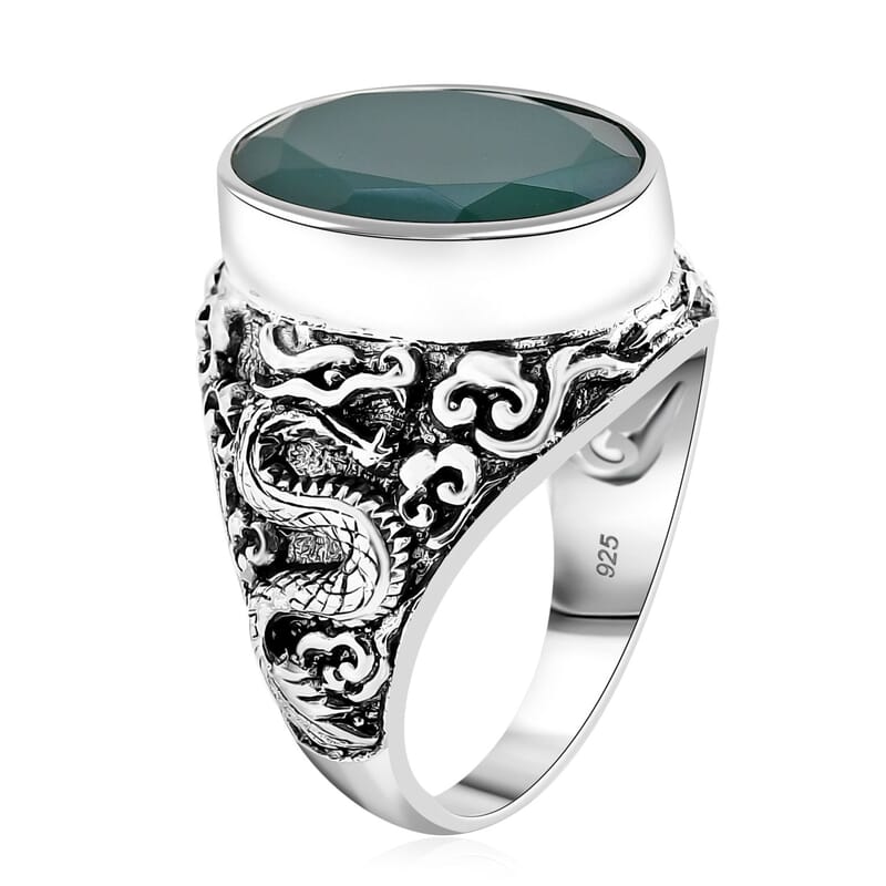 Bali Legacy Verde Onyx 9.75 ctw Dragon Ring in Sterling Silver (Size 10.0)