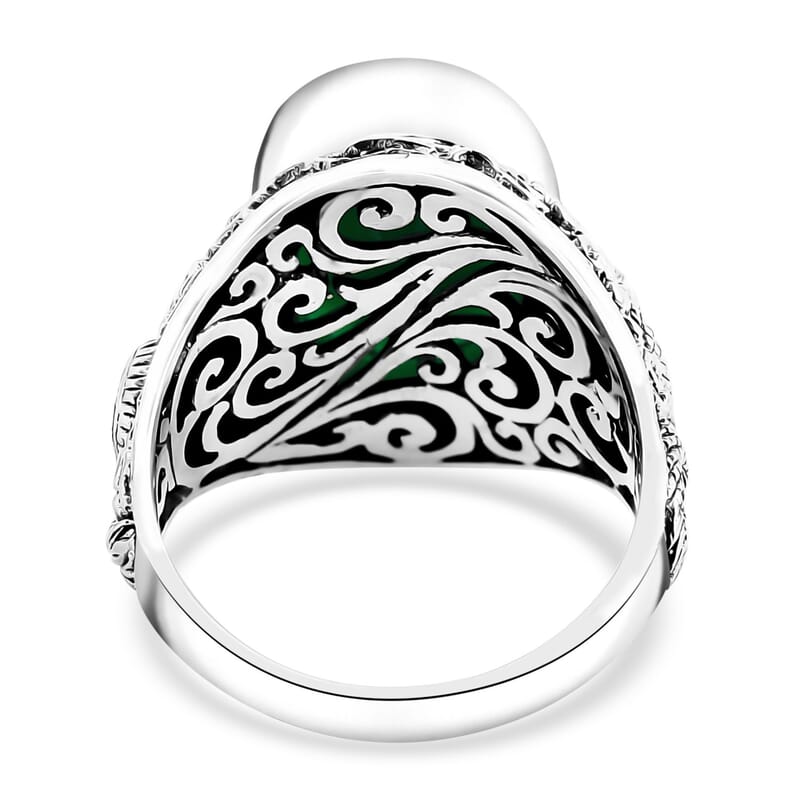 Bali Legacy Verde Onyx 9.75 ctw Dragon Ring in Sterling Silver (Size 10.0)