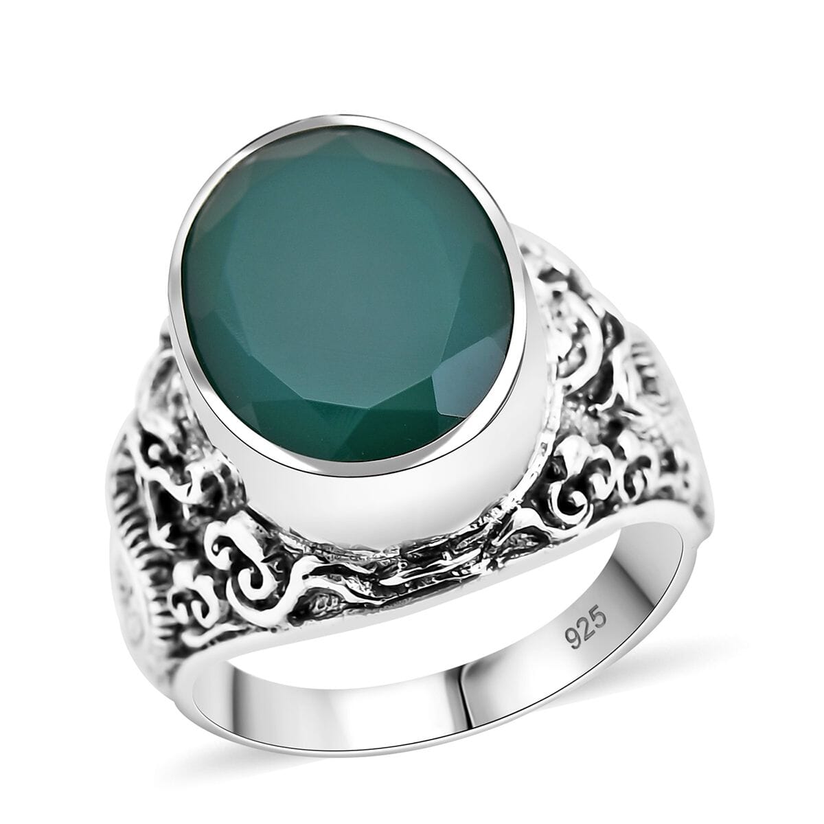 Bali Legacy Verde Onyx 9.75 ctw Dragon Ring in Sterling Silver (Size 6.0)  image number 0