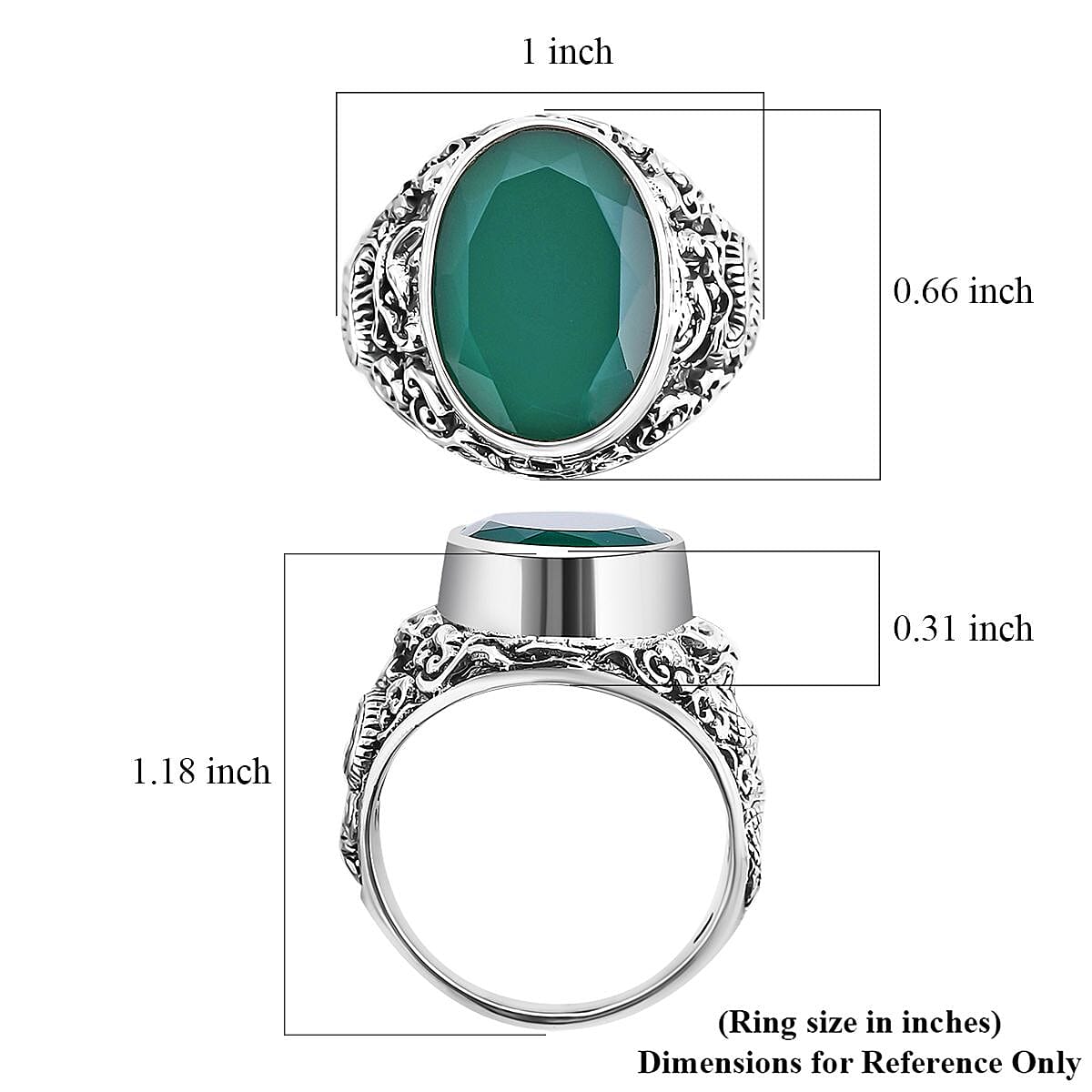 Bali Legacy Verde Onyx 9.75 ctw Dragon Ring in Sterling Silver (Size 7.0) 