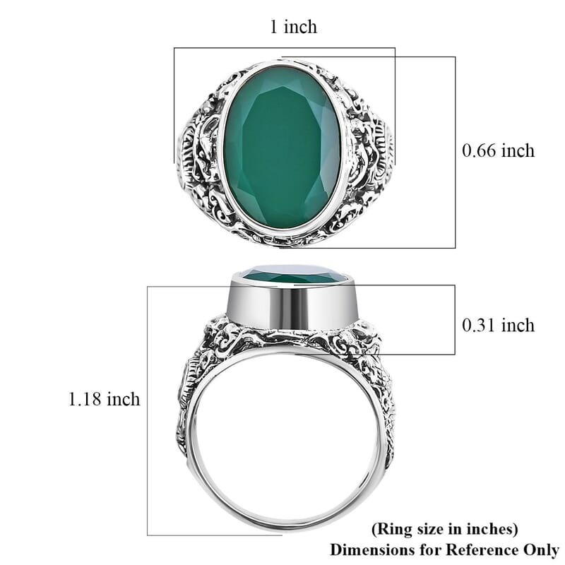 Bali Legacy Verde Onyx 9.75 ctw Dragon Ring in Sterling Silver (Size 7.0) 