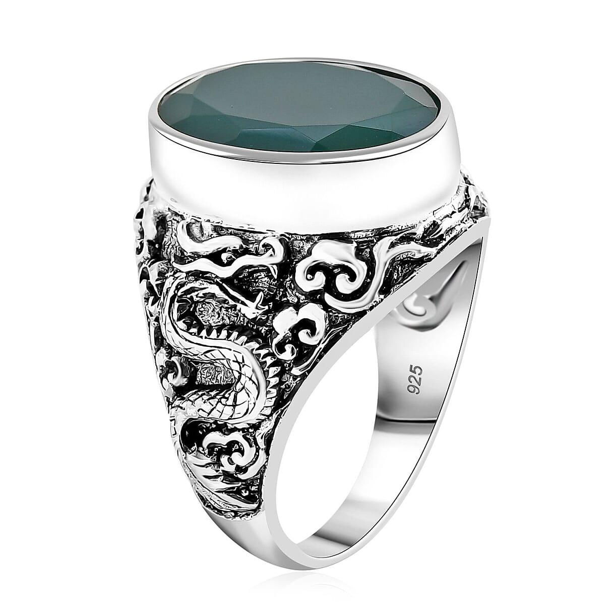 Bali Legacy Verde Onyx 9.75 ctw Dragon Ring in Sterling Silver (Size 9.0)  image number 3