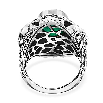 Bali Legacy Verde Onyx 5.20 ctw Leaf Ring in Sterling Silver (Size 10.0) 