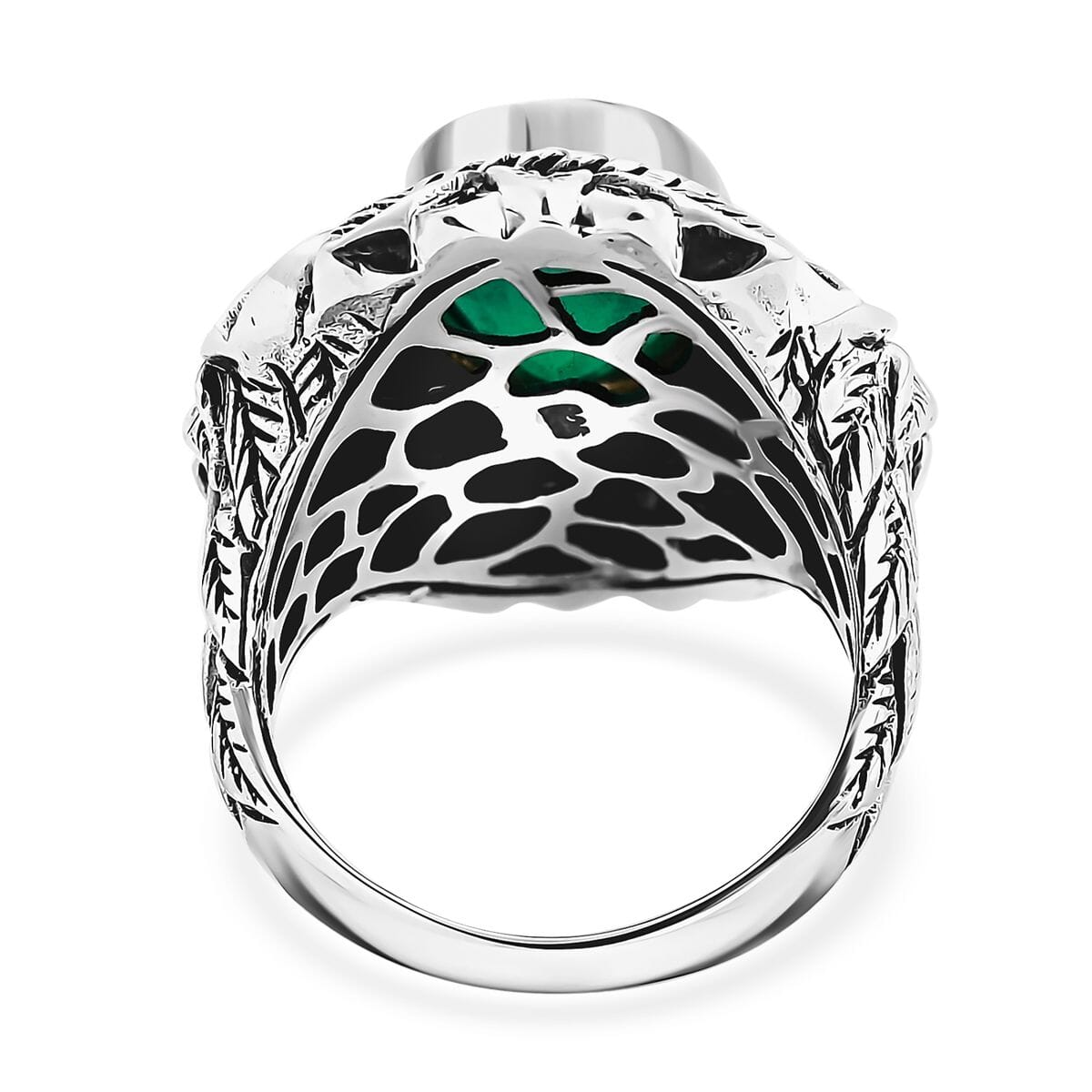 Bali Legacy Verde Onyx 5.20 ctw Leaf Ring in Sterling Silver (Size 6.0)  image number 4