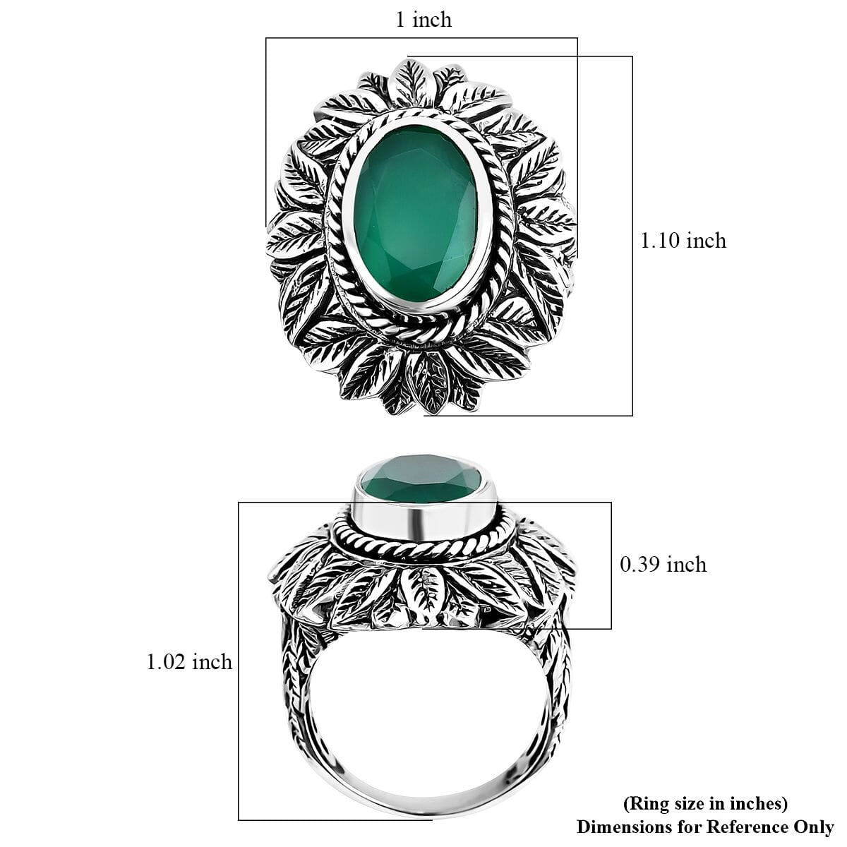 Bali Legacy Verde Onyx 5.20 ctw Leaf Ring in Sterling Silver (Size 6.0)  image number 5