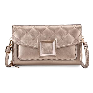 Tin Gold Faux Leather Crossbody Bag