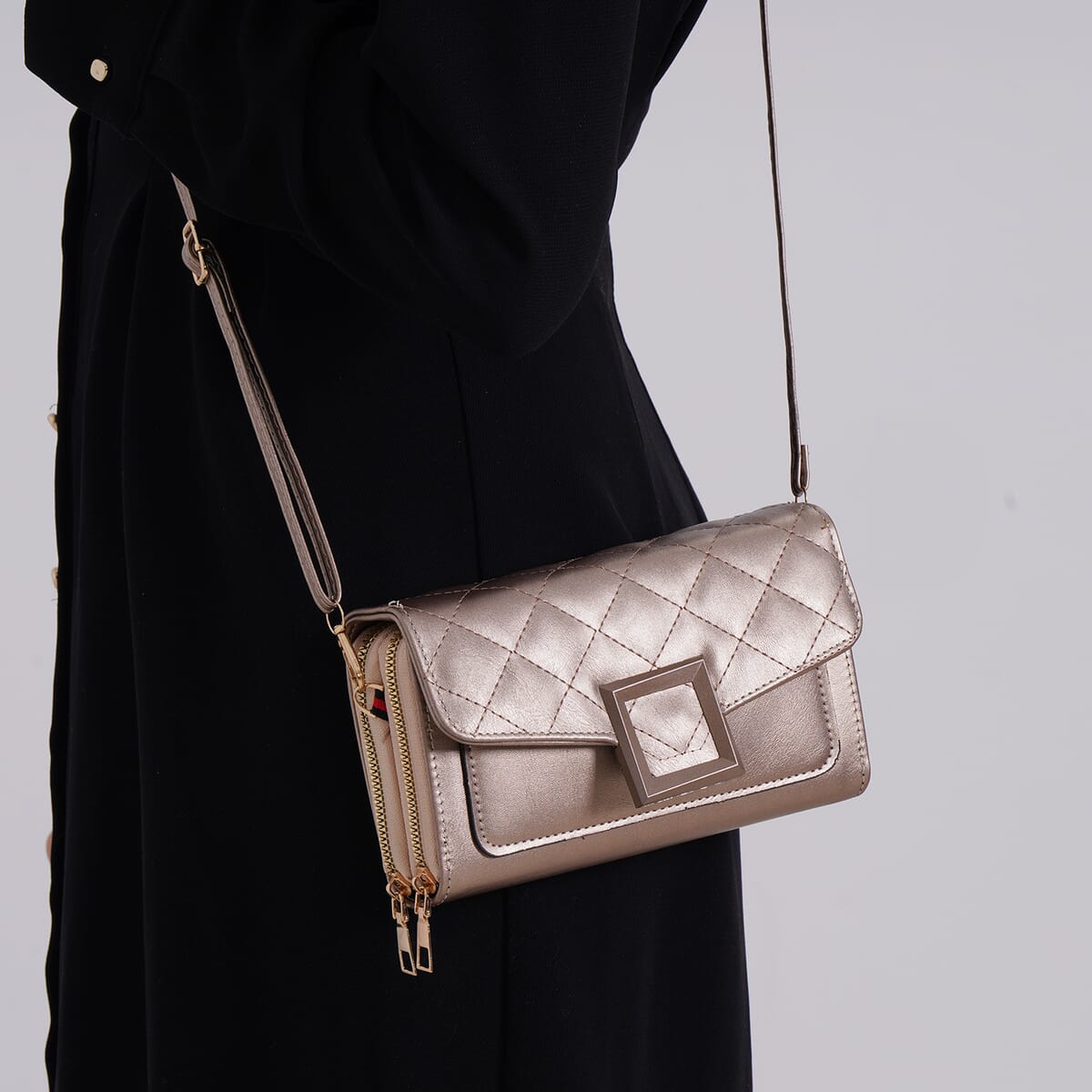 Tin Gold Faux Leather Crossbody Bag image number 2