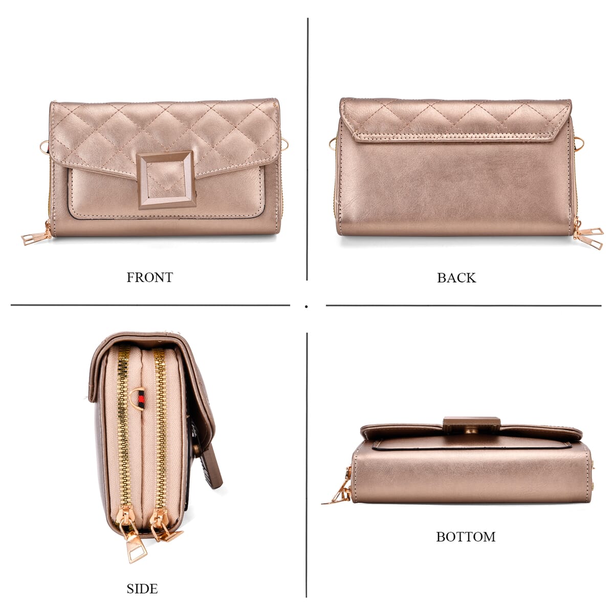Tin Gold Faux Leather Crossbody Bag image number 3