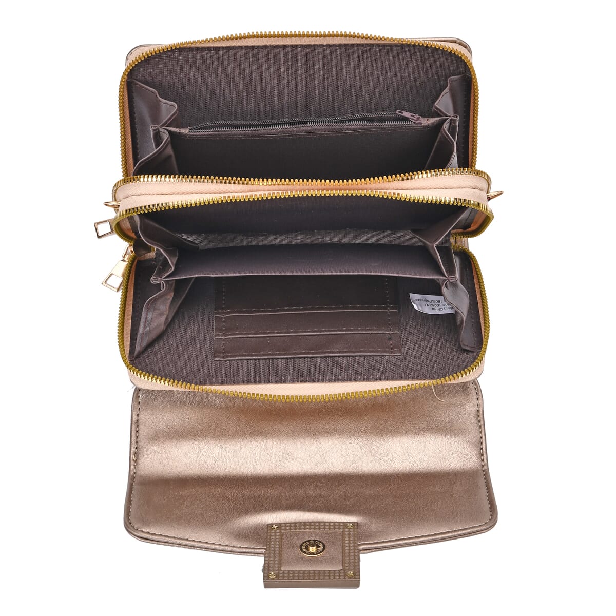 Tin Gold Faux Leather Crossbody Bag image number 4