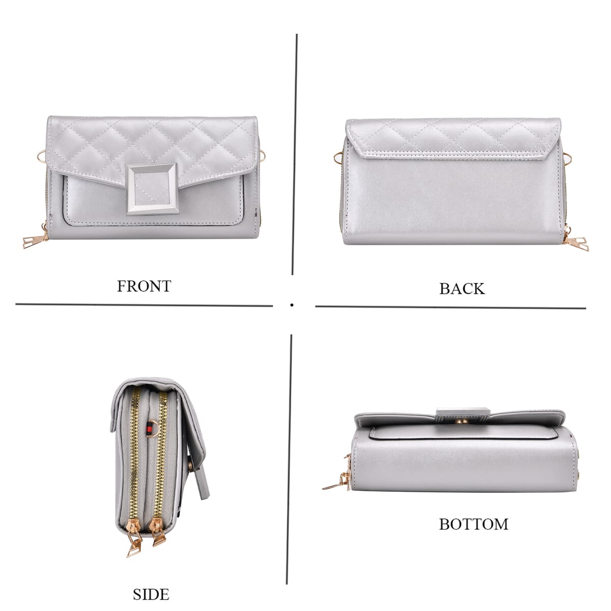 Silver Faux Leather Crossbody Bag image number 3
