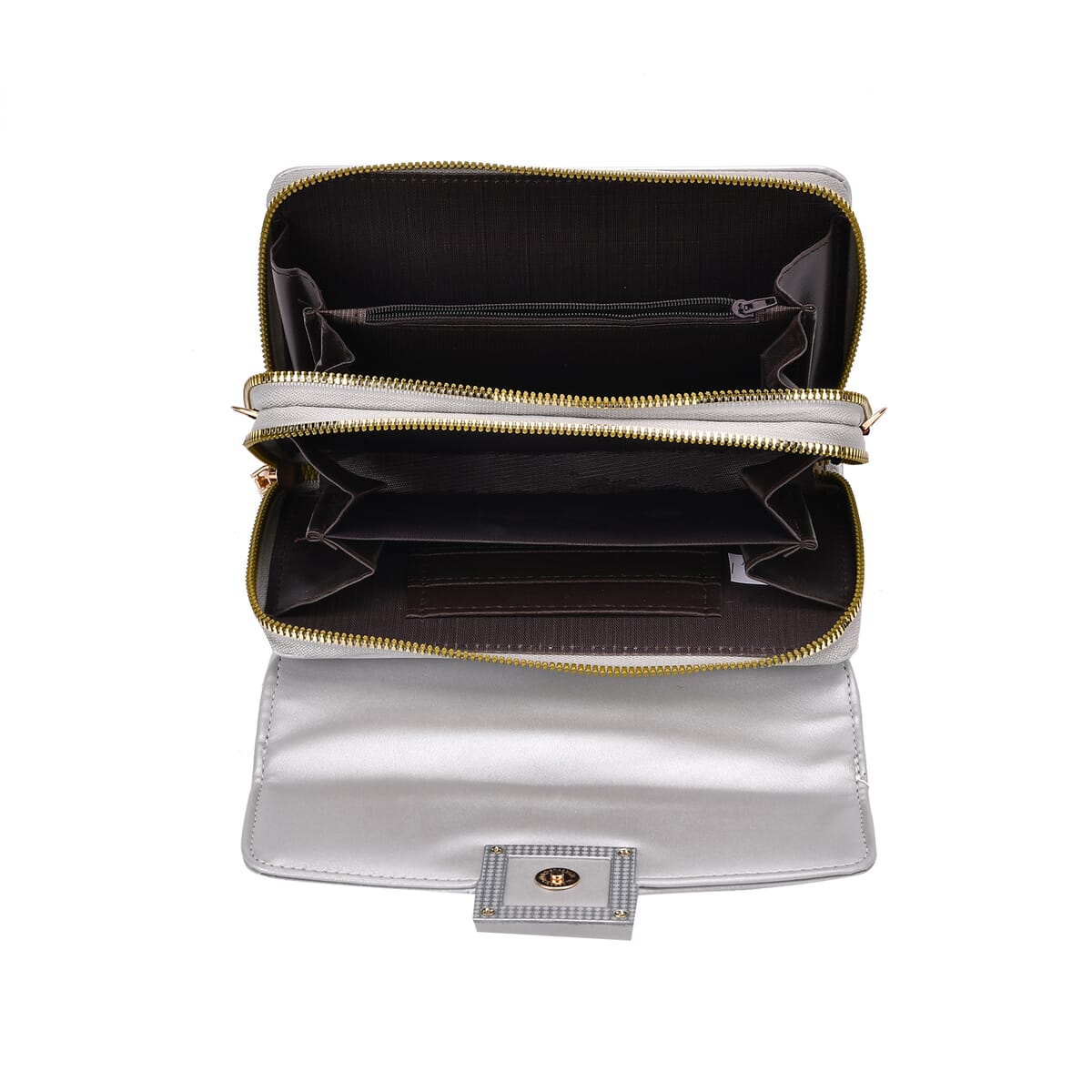 Silver Faux Leather Crossbody Bag image number 4