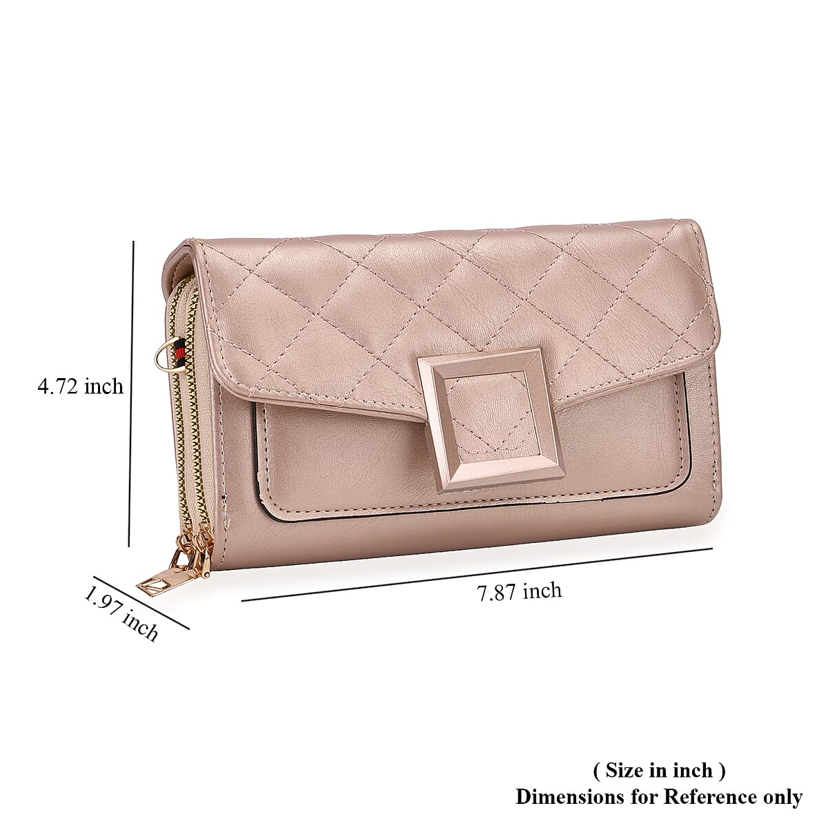Champagne Faux Leather Crossbody Bag image number 6