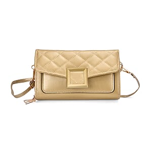 Gold Faux Leather Crossbody Bag