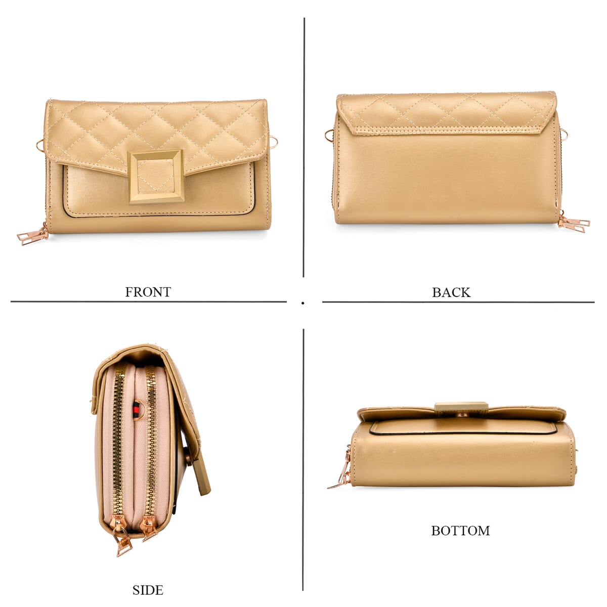 Gold Faux Leather Crossbody Bag image number 3