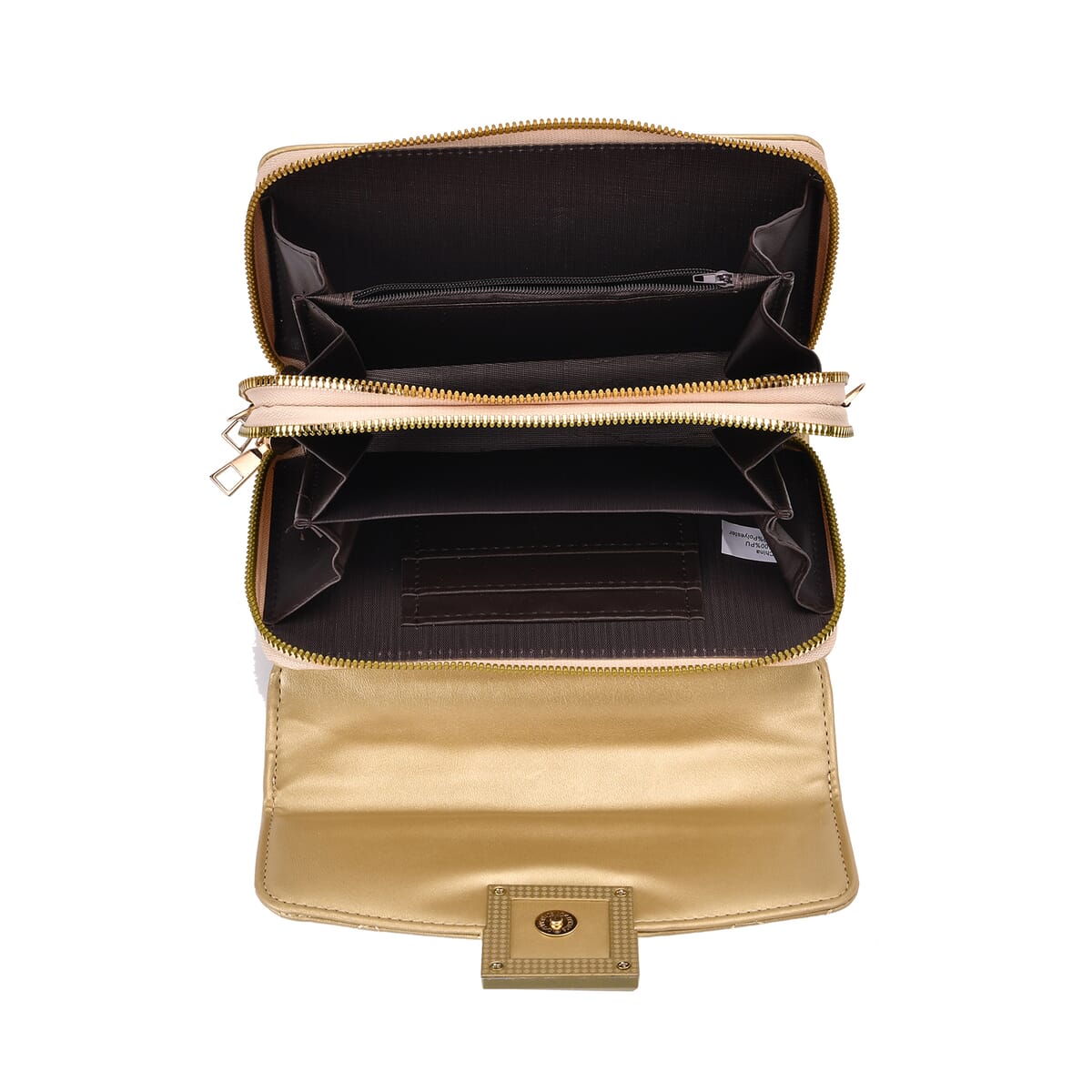 Gold Faux Leather Crossbody Bag image number 4