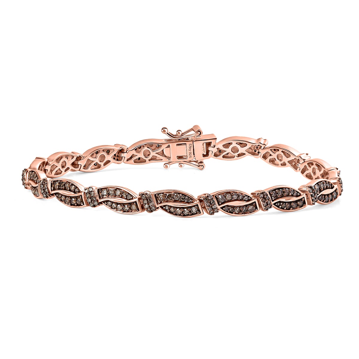 D'Joy Natural Champagne Diamond 2.00 ctw Bracelet in 18K Vermeil Rose Gold Over Sterling Silver (7.25 In) image number 0