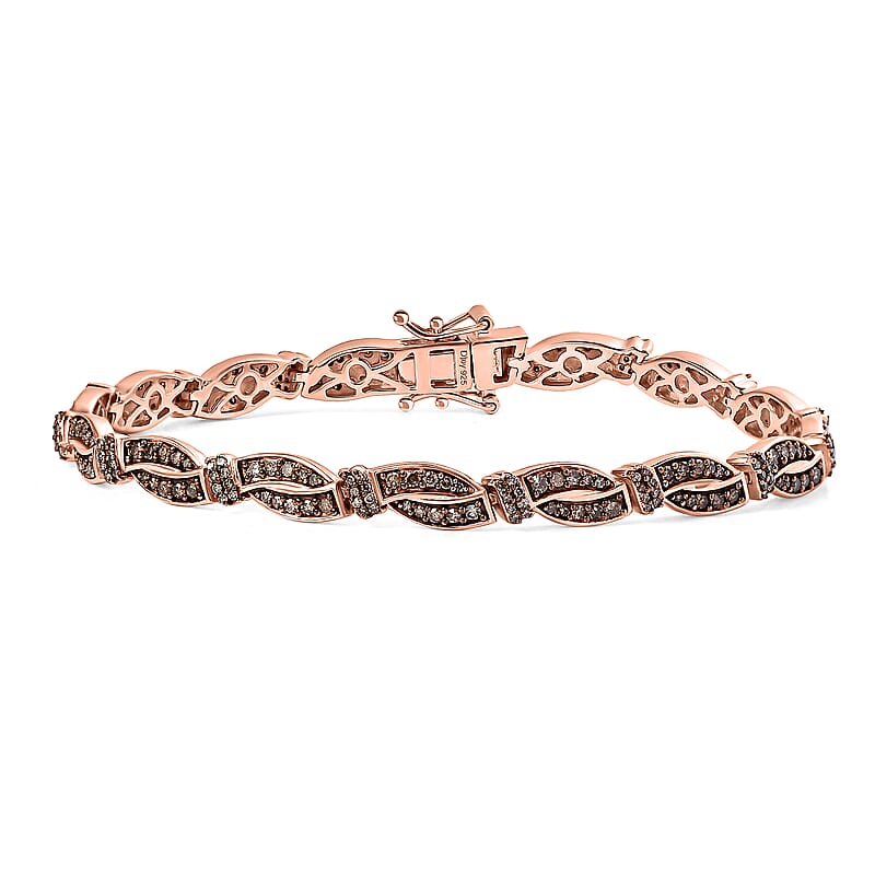 D'Joy Natural Champagne Diamond 2.00 ctw Bracelet in 18K Vermeil Rose Gold Over Sterling Silver (7.25 In)