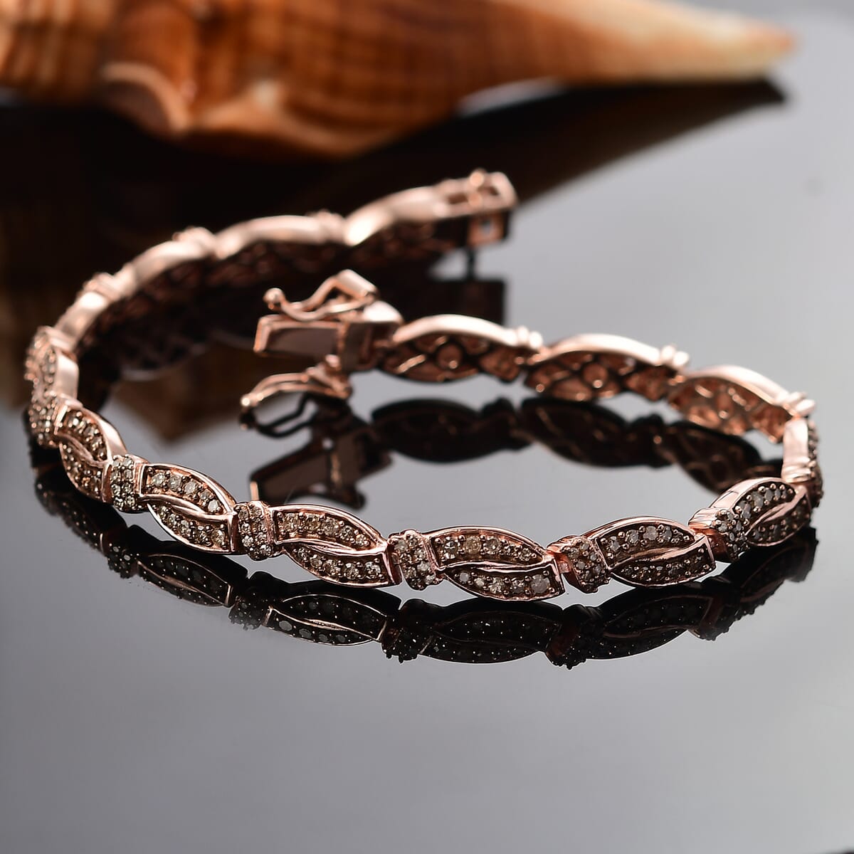 D'Joy Natural Champagne Diamond 2.00 ctw Bracelet in 18K Vermeil Rose Gold Over Sterling Silver (7.25 In) image number 1
