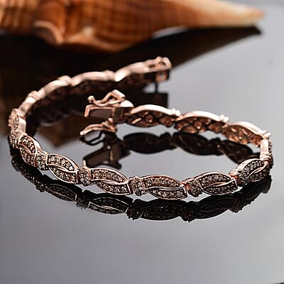 D'Joy Natural Champagne Diamond 2.00 ctw Bracelet in 18K Vermeil Rose Gold Over Sterling Silver (7.25 In)