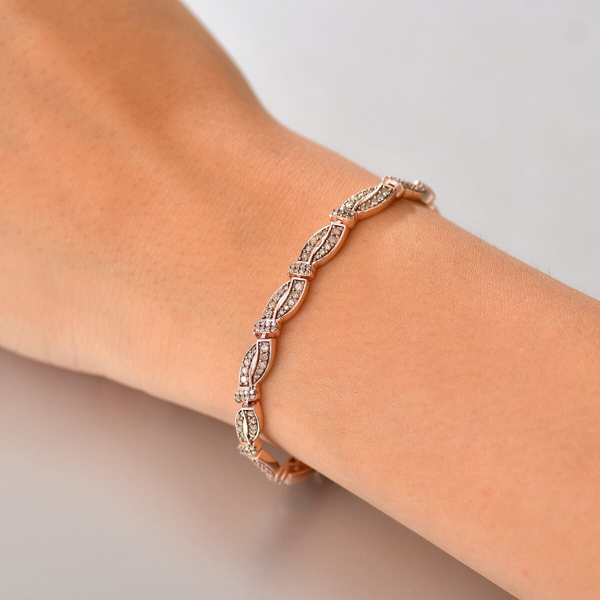 D'Joy Natural Champagne Diamond 2.00 ctw Bracelet in 18K Vermeil Rose Gold Over Sterling Silver (7.25 In) image number 2
