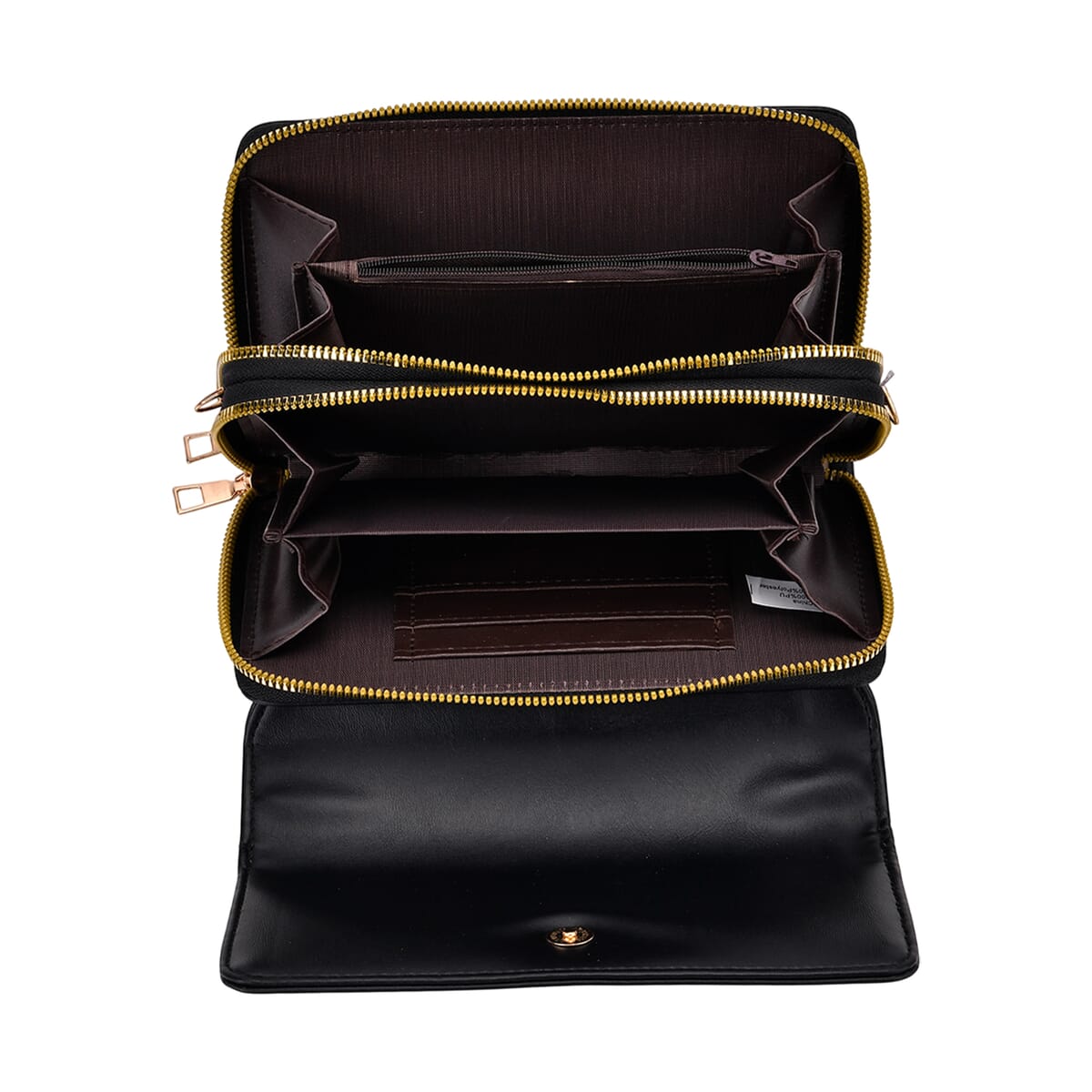 Black Faux Leather Crossbody Bag (7.87x1.97x4.72) with Adjustable Shoulder Strap image number 4