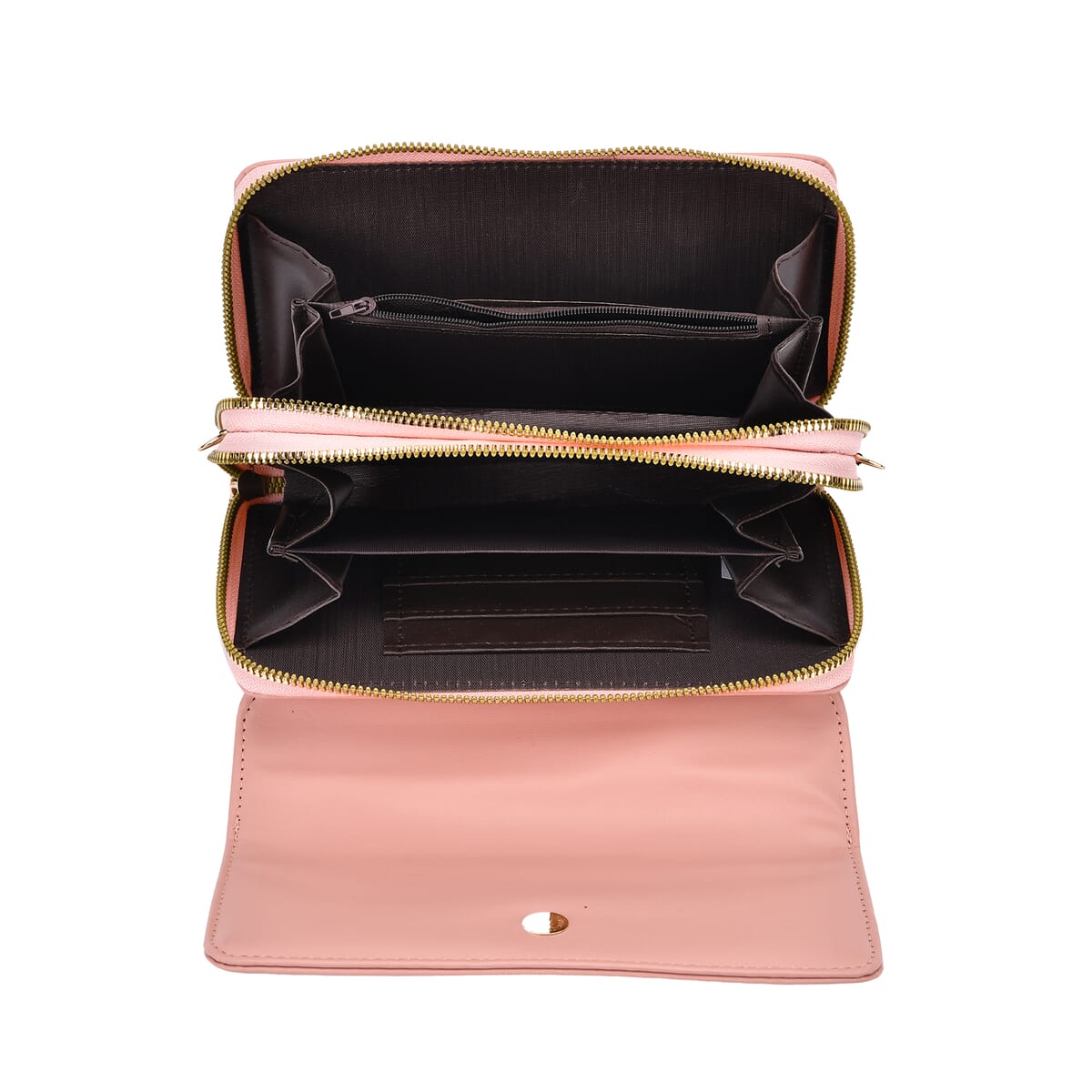 Pink Faux Leather Crossbody Bag (7.87x1.97x4.72) with Adjustable Shoulder Strap image number 4