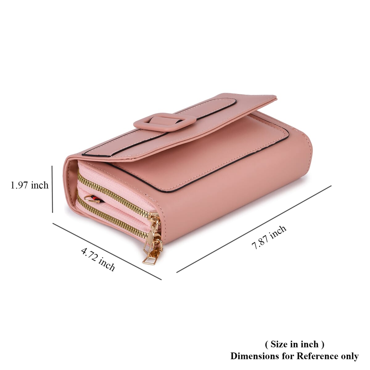 Pink Faux Leather Crossbody Bag (7.87x1.97x4.72) with Adjustable Shoulder Strap image number 6