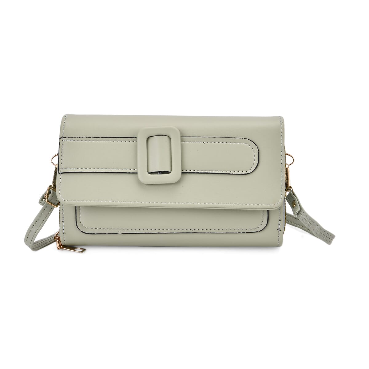 Green Faux Leather Crossbody Bag (7.87x1.97x4.72) with Adjustable Shoulder Strap image number 0