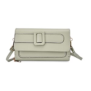 Green Faux Leather Crossbody Bag (7.87x1.97x4.72) with Adjustable Shoulder Strap