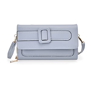 Blue Faux Leather Crossbody Bag (7.87x1.97x4.72) with Adjustable Shoulder Strap