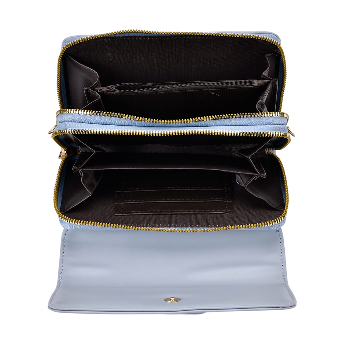 Blue Faux Leather Crossbody Bag (7.87x1.97x4.72) with Adjustable Shoulder Strap image number 4