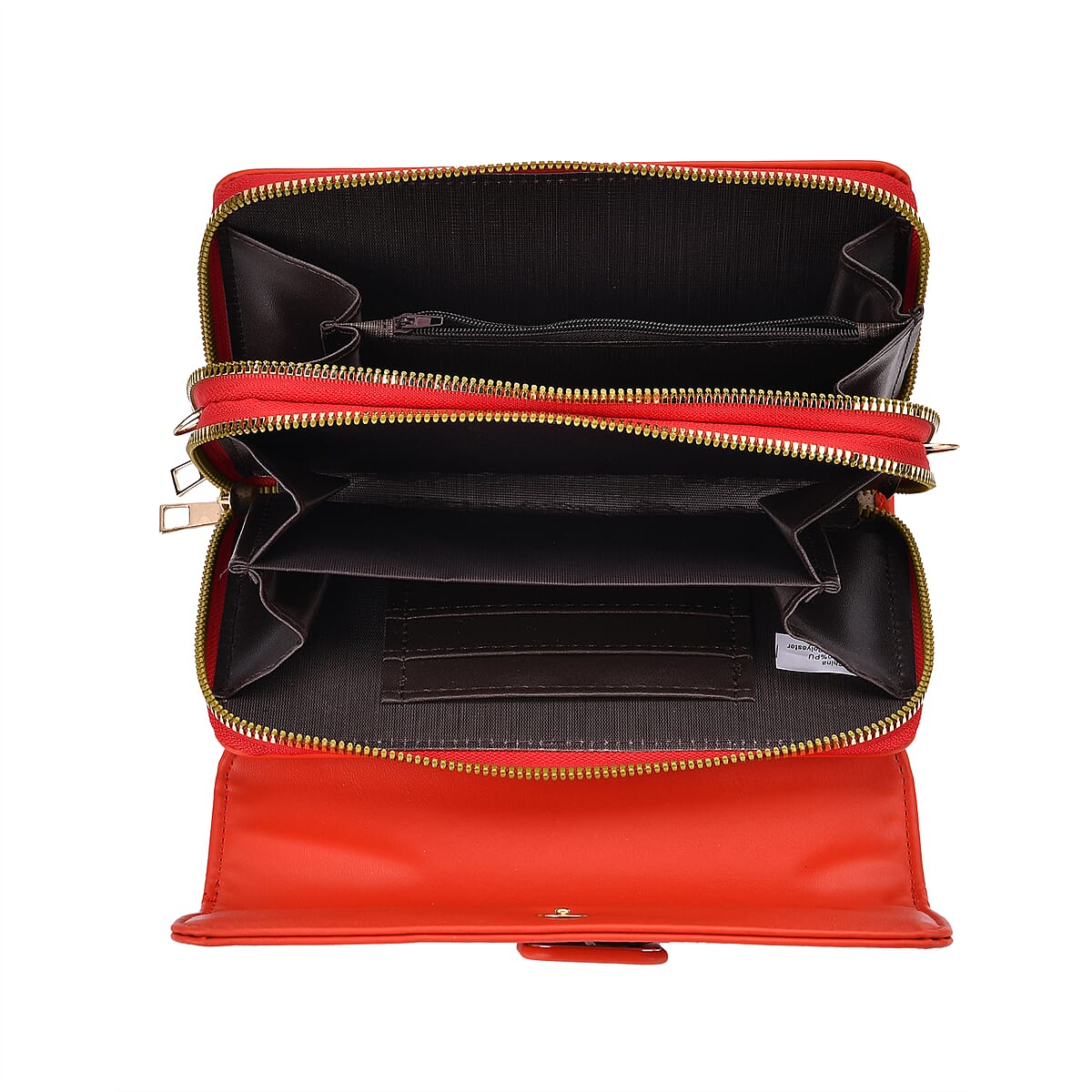 Red Faux Leather Crossbody Bag (7.87x1.97x4.72) with Adjustable Shoulder Strap image number 4