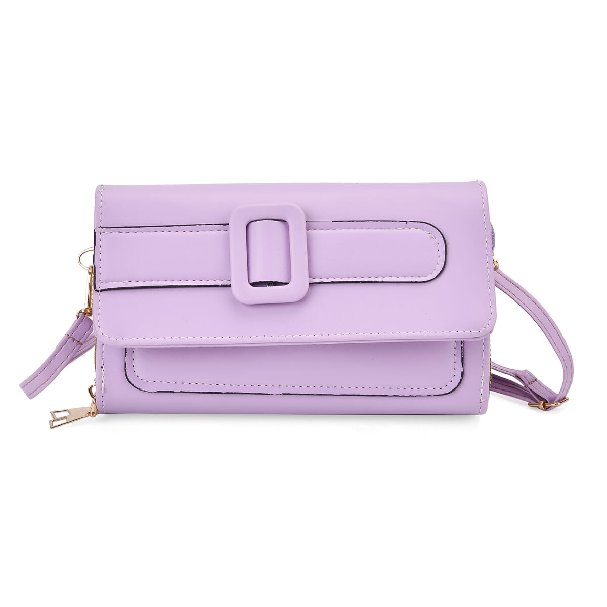 Purple Faux Leather Crossbody Bag (7.87x1.97x4.72) with Adjustable Shoulder Strap image number 0