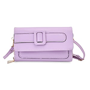 Purple Faux Leather Crossbody Bag (7.87x1.97x4.72) with Adjustable Shoulder Strap