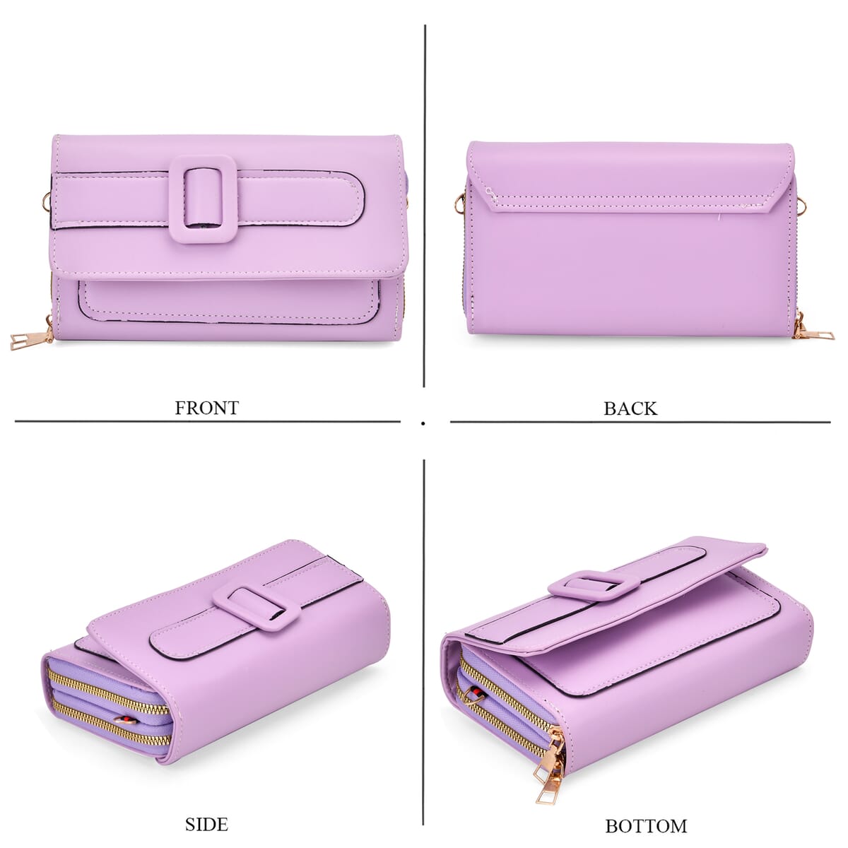 Purple Faux Leather Crossbody Bag (7.87x1.97x4.72) with Adjustable Shoulder Strap image number 3