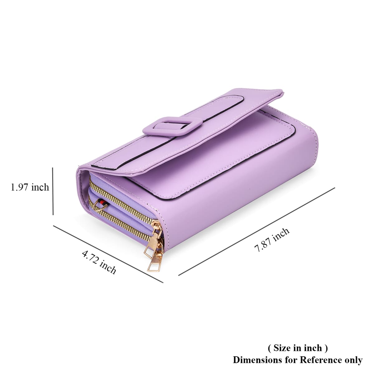 Purple Faux Leather Crossbody Bag (7.87x1.97x4.72) with Adjustable Shoulder Strap image number 6